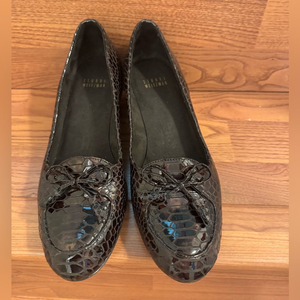 Stuart Weitzman Womens Brown Patent Leather Slip On Wedge Sz8.5